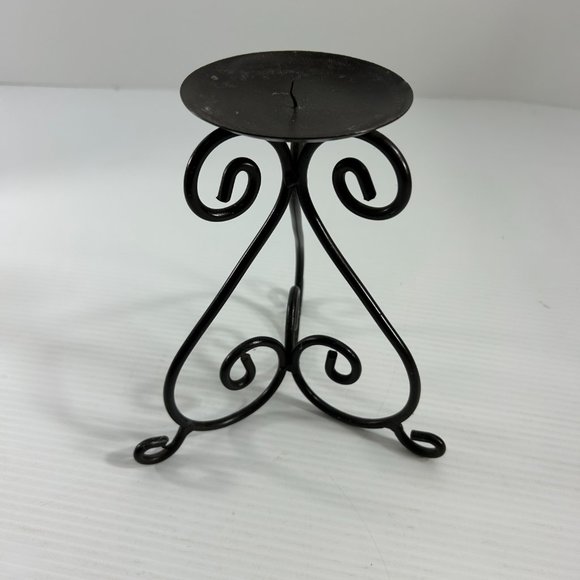 Target Black Metal Pillar Candle Holder Scroll 7.25" Tall Contemporary Decor - Picture 2 of 6